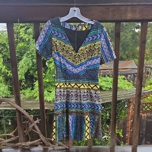 Plenty by Tracy Reese Blue and Yellow Mini Dress